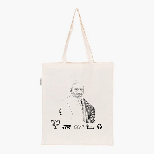 Printed Natural Tote Bag (BJP MODI)