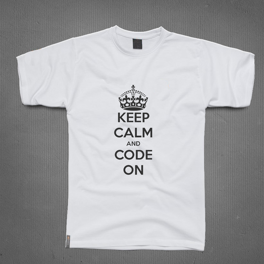 Round Neck T-Shirt - Keep Clam and Code on-t