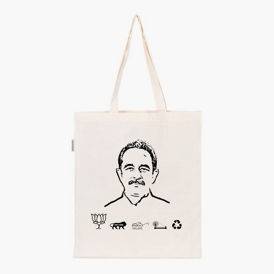 Printed Natural Tote Bag (Kirti Vardhan Singh)