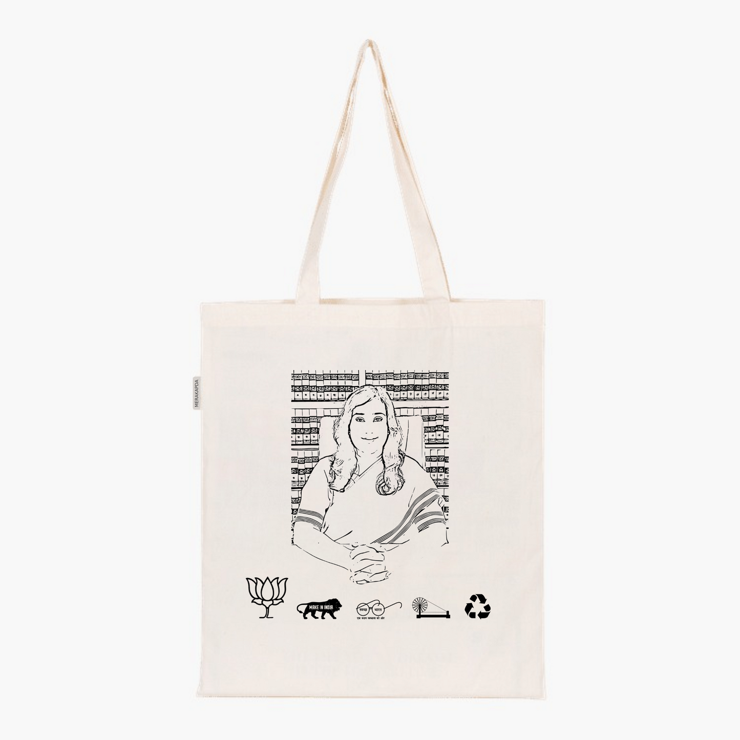 Printed Natural Tote Bag (Bansuri Swaraj)