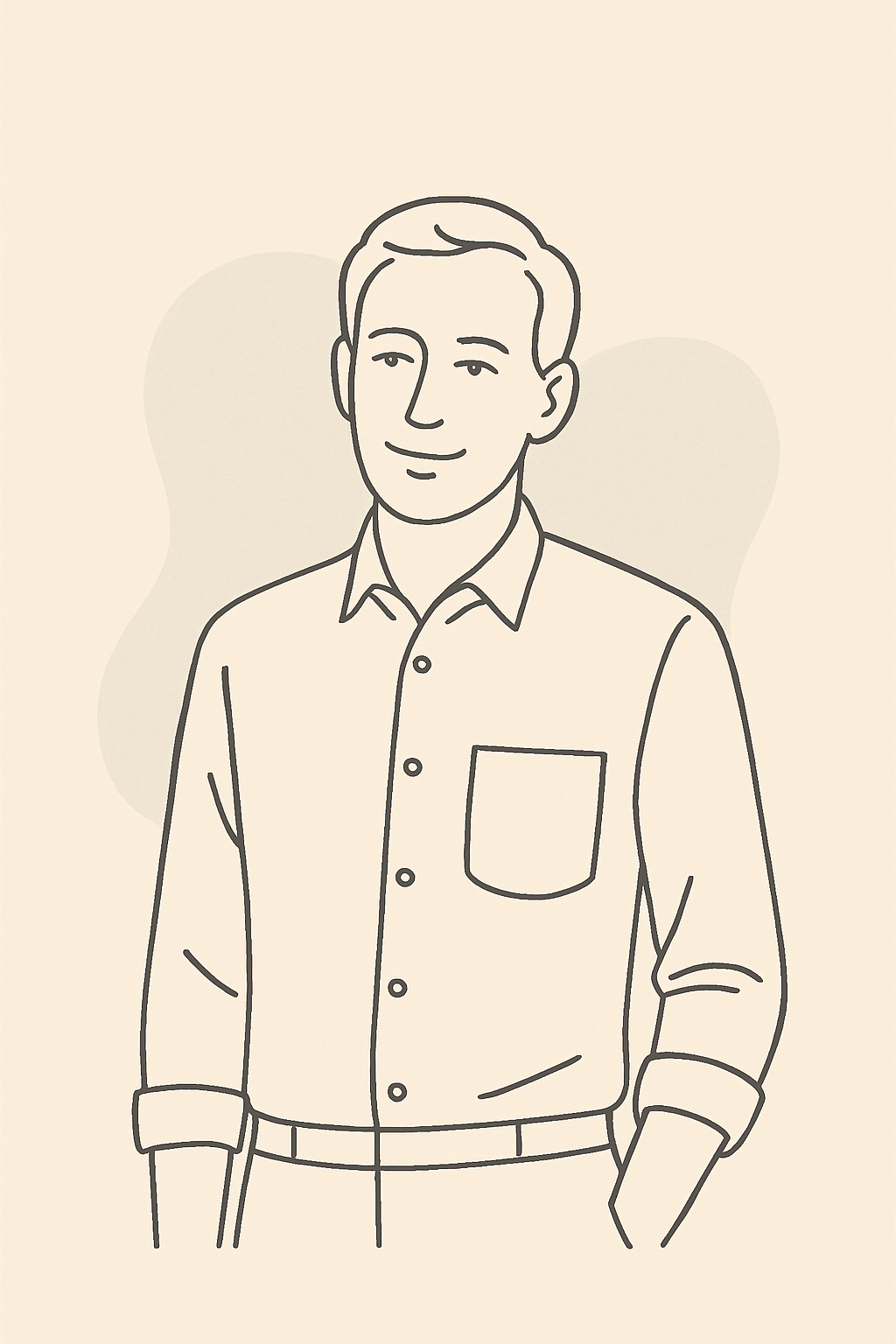 Minimal line illustration of a man in a shirt on beige background – MeraKapda Men’s Collection