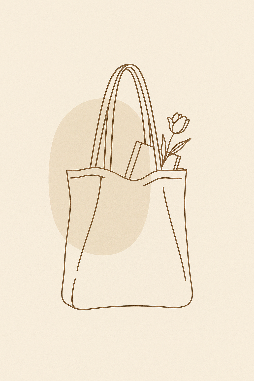 Minimal line-art illustration of a cloth tote bag with long handles – MeraKapda Tote Collection