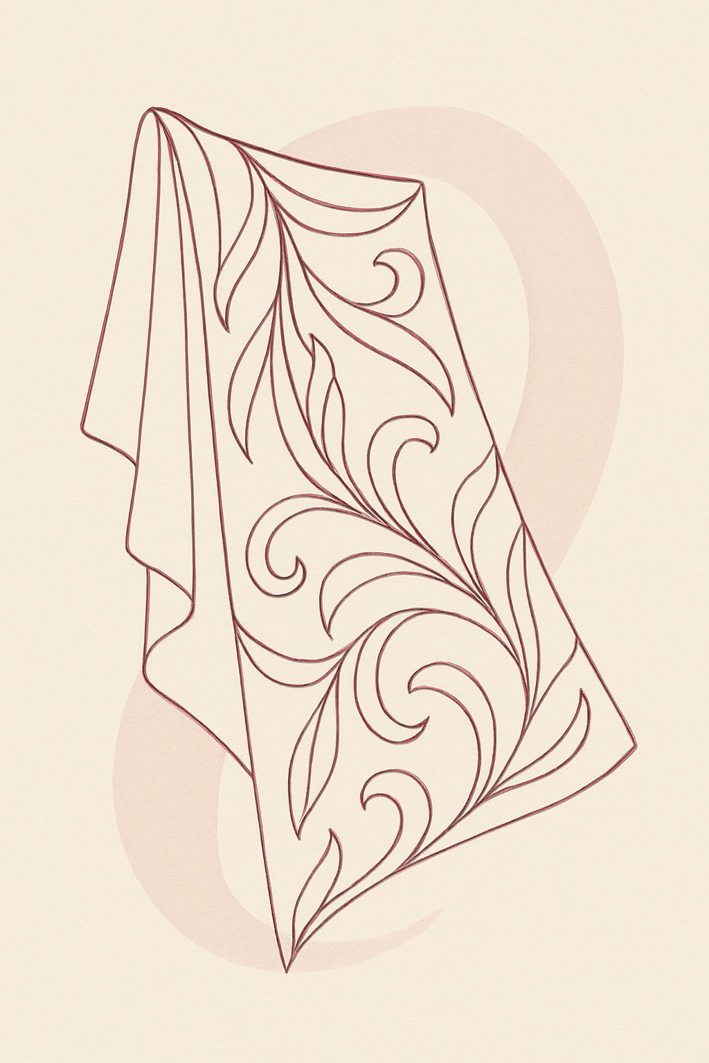 Minimal line drawing of decorative fancy fabric fold – MeraKapda Fancy Fabric Collection