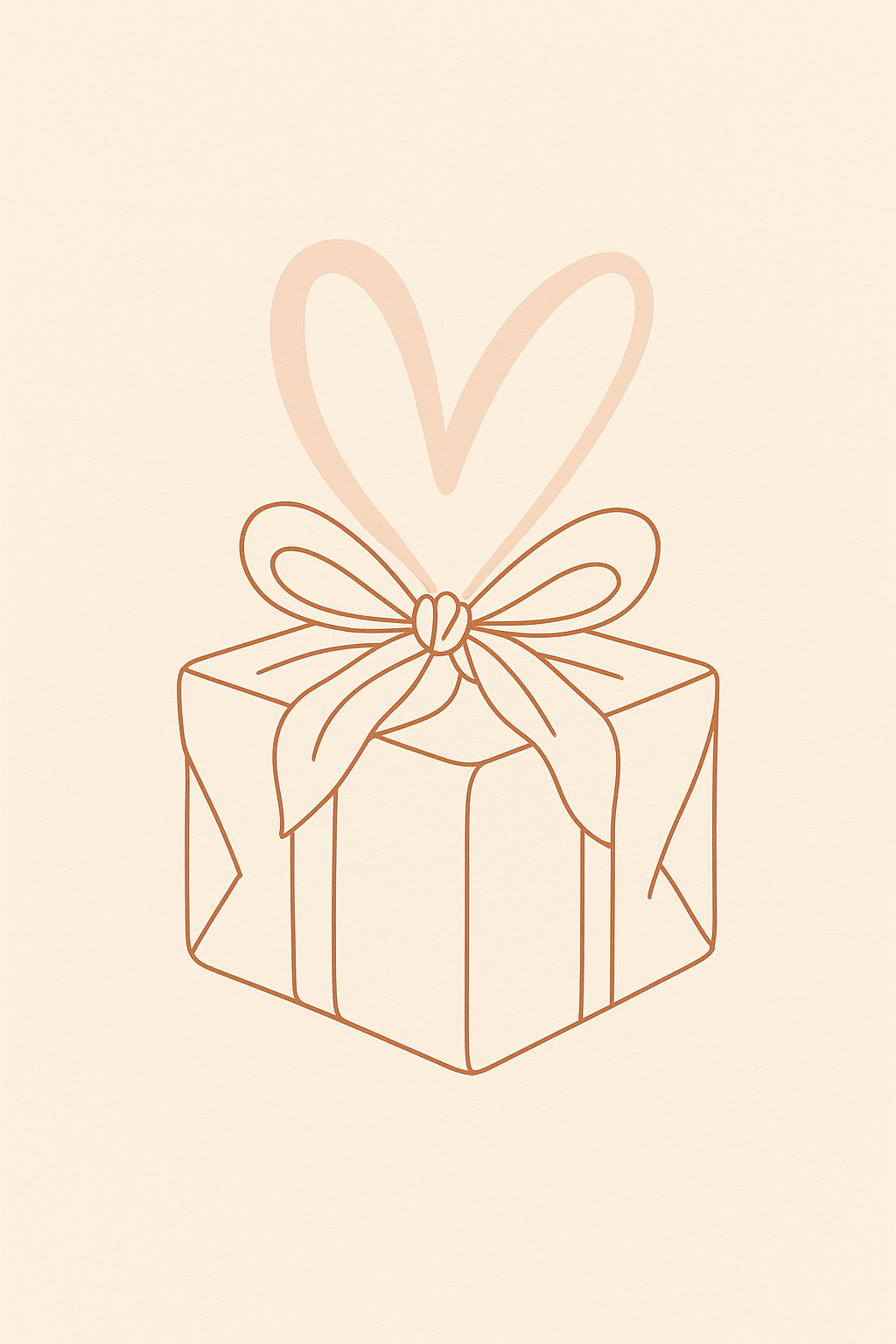 Minimal line-art illustration of fabric-wrapped gift box with ribbon – MeraKapda Gifts Collection