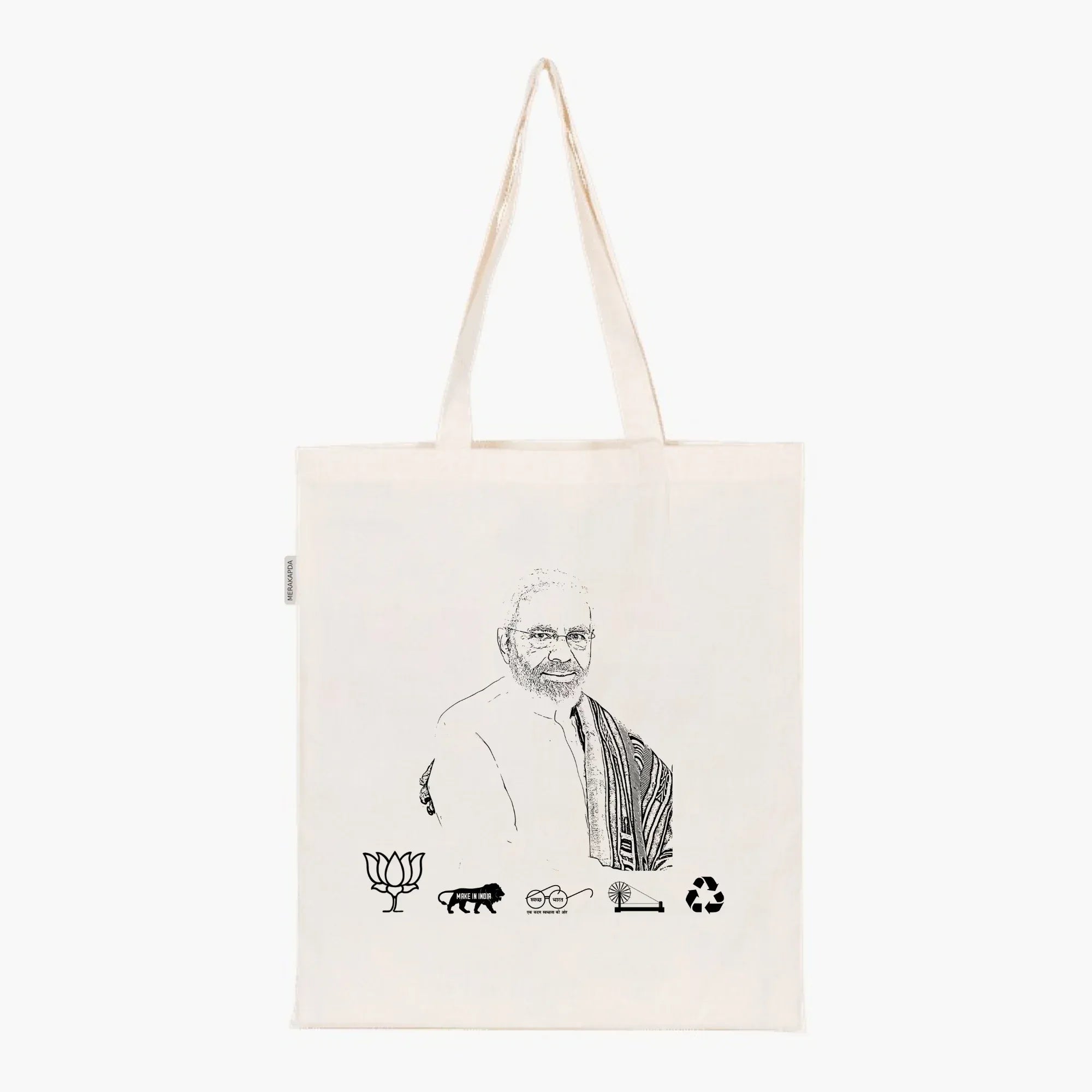 Printed Natural Tote Bag (BJP MODI) - MeraKapda