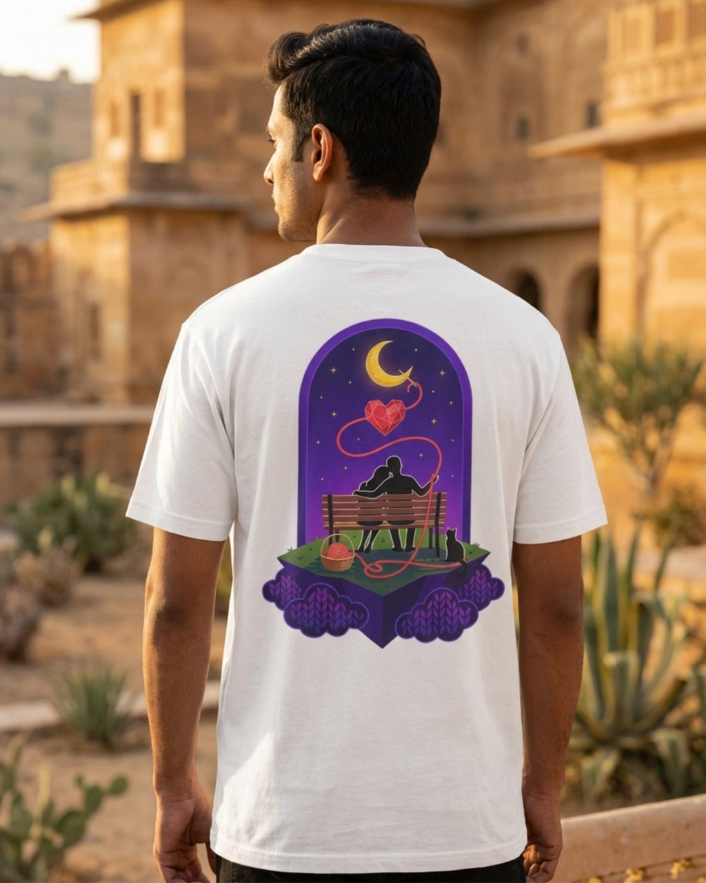 Intertwined Oversized T-Shirt – Yarn Forest Floating Bench Edition