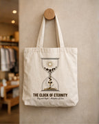Celestial Peace Tote Bag – “The Clock of Eternity” Minimalist Artistic Canvas Tote