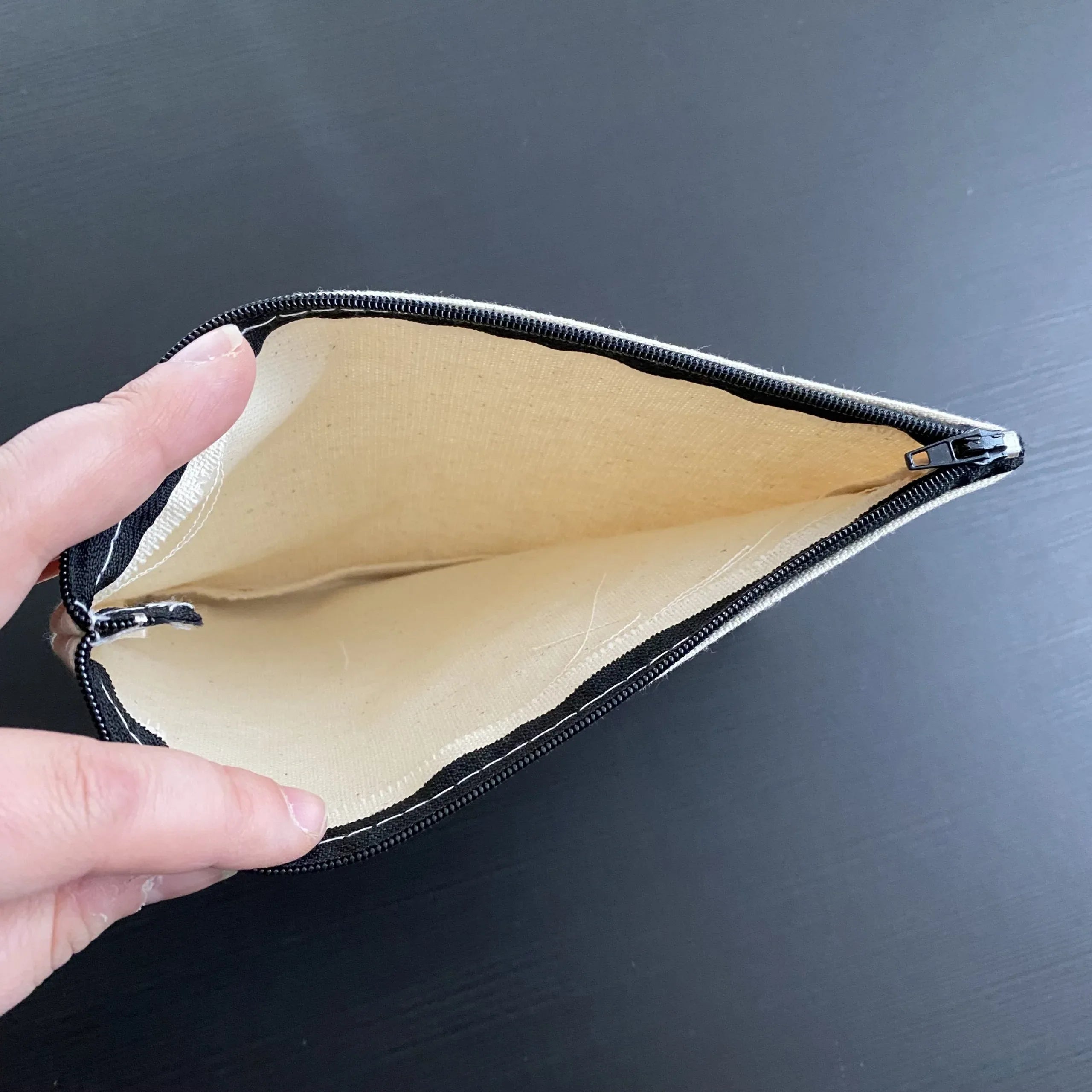 Natural Zipper Cosmetic Bag flat pouch – 8″ x 6″ - MeraKapda