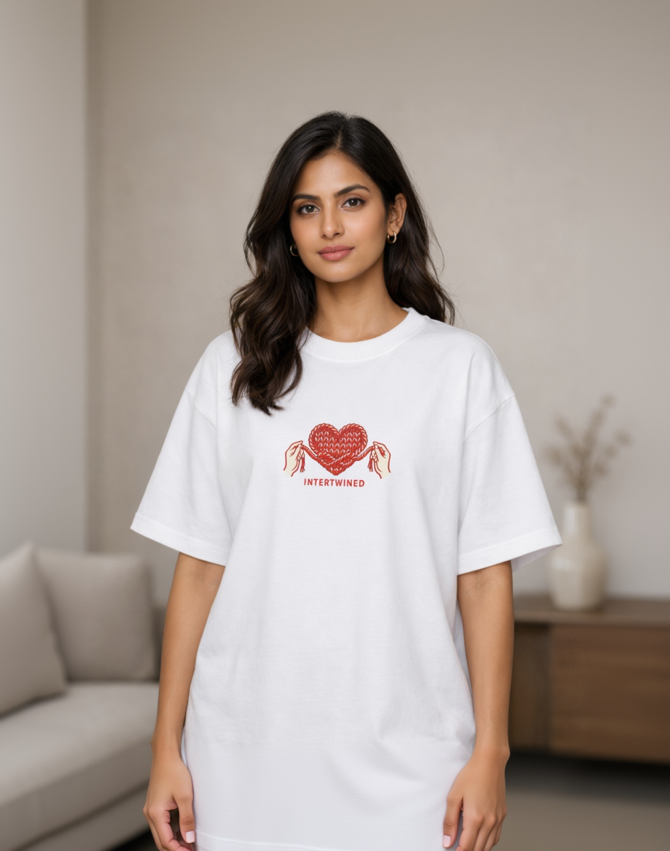 Intertwined Oversized T‑Shirt – Yarn Forest Night Garden Edition
