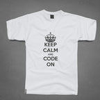 Round Neck T-Shirt - Keep Clam and Code on-t - MeraKapda