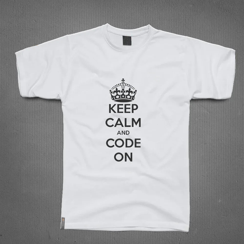 Round Neck T-Shirt - Keep Clam and Code on-t - MeraKapda