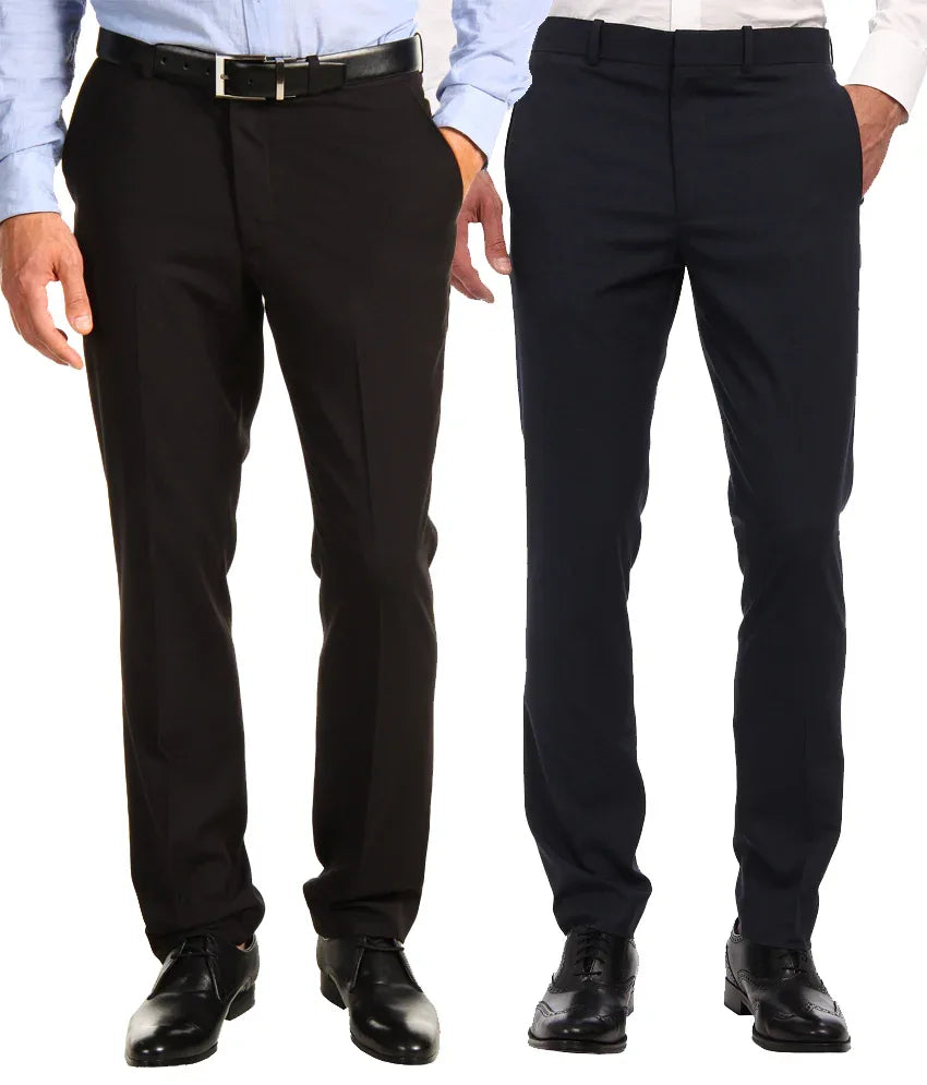 Pack of 2 Formal Trouser For Men - Black & Blue - MeraKapda