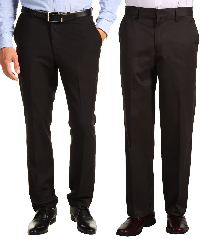 Pack of 2 Formal Trouser For Men - Black & Brown - MeraKapda