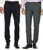 Pack of 2 Formal Trouser For Men - Blue & Gray - MeraKapda