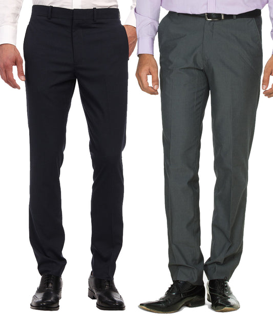 Pack of 2 Formal Trouser For Men - Blue & Gray