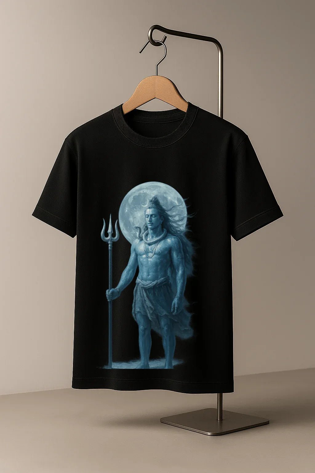 Mahadev Full Moon Serenity T-Shirt – Premium Black - MeraKapda