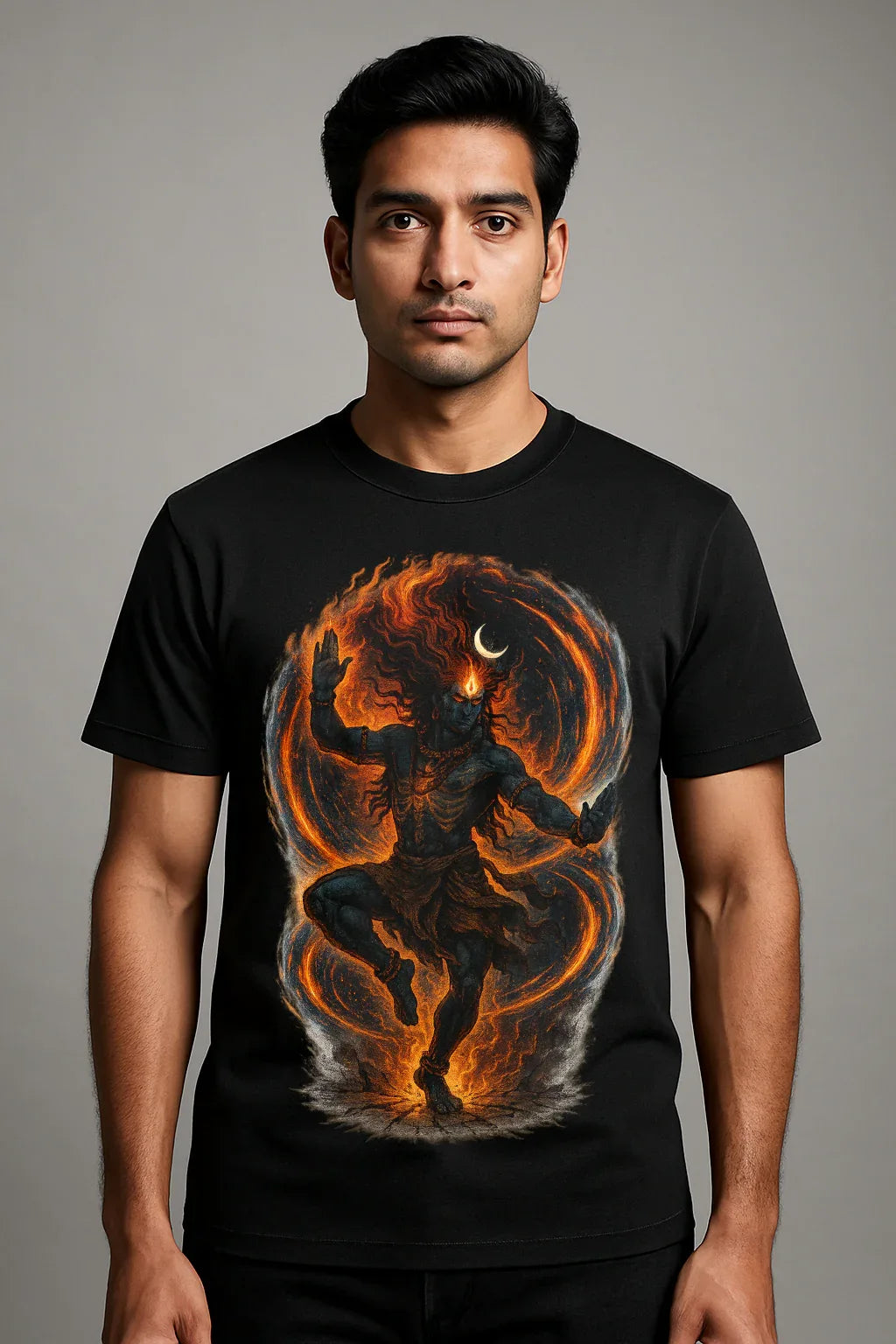 Mahadev Fire Dance T-Shirt – Cosmic Energy in Motion - MeraKapda