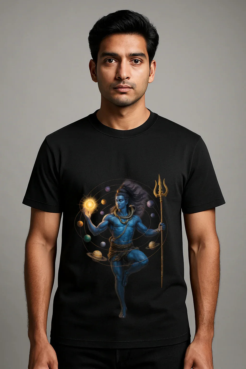 Mahadev Cosmic Universe T-Shirt – Premium Black - MeraKapda
