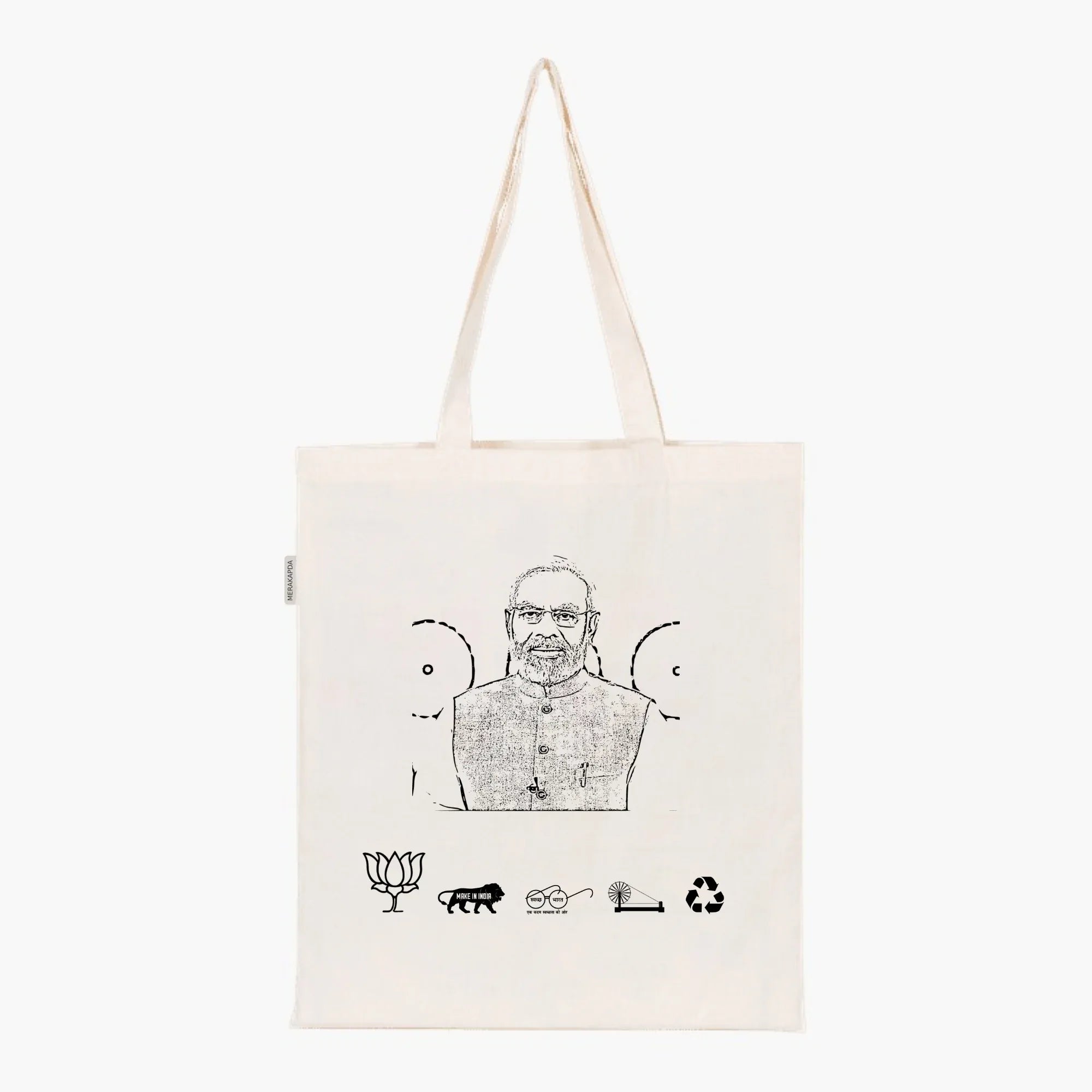 Printed Natural Tote Bag (Narendra Modi) - MeraKapda