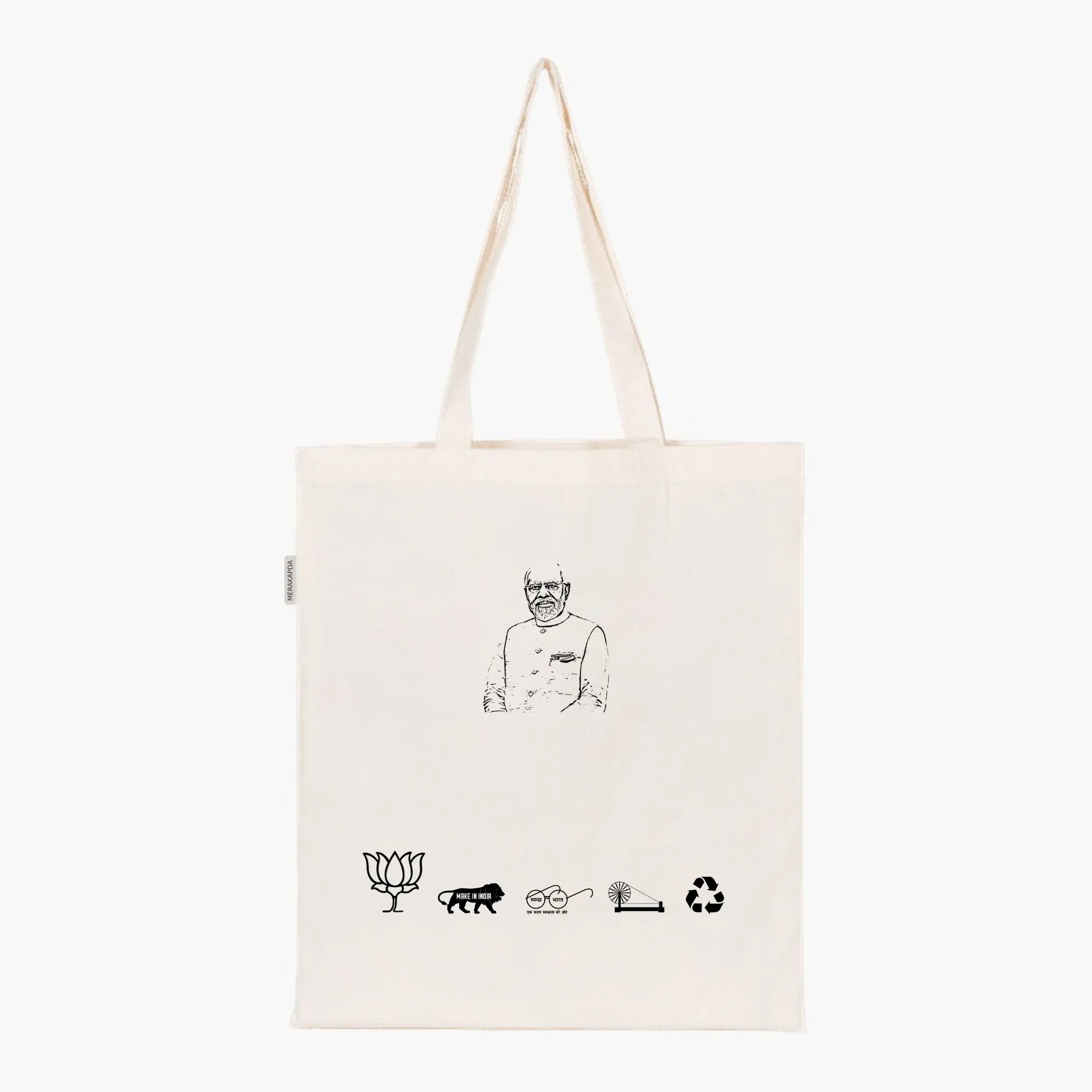 Printed Natural Tote Bag (PM MODI) - MeraKapda