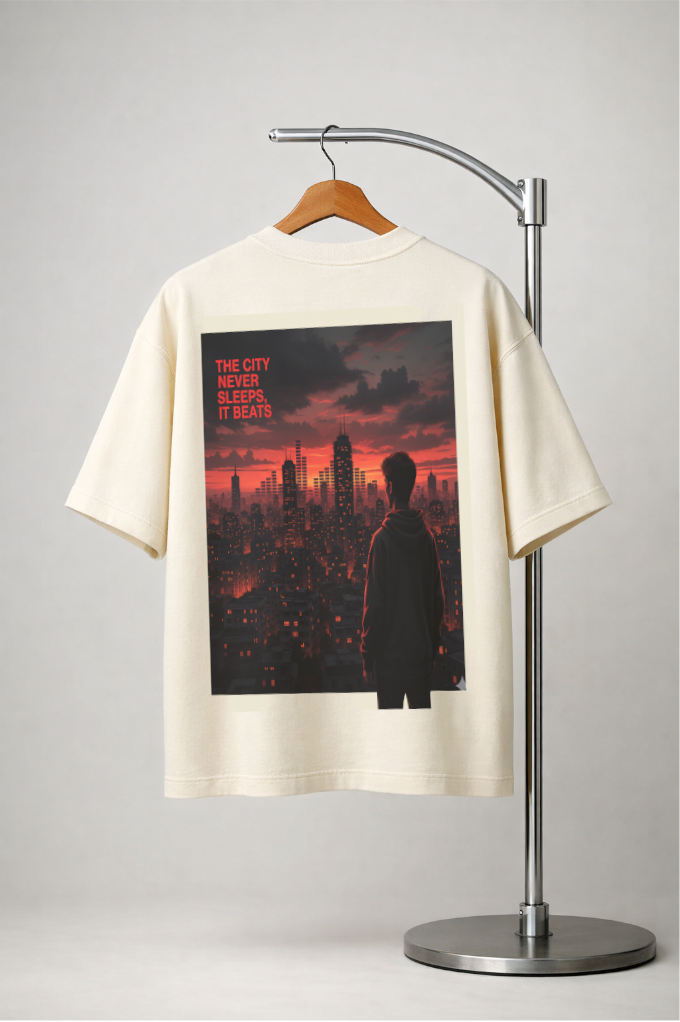 Rhythm City Skyline Oversized T-Shirt | The City Never Sleeps