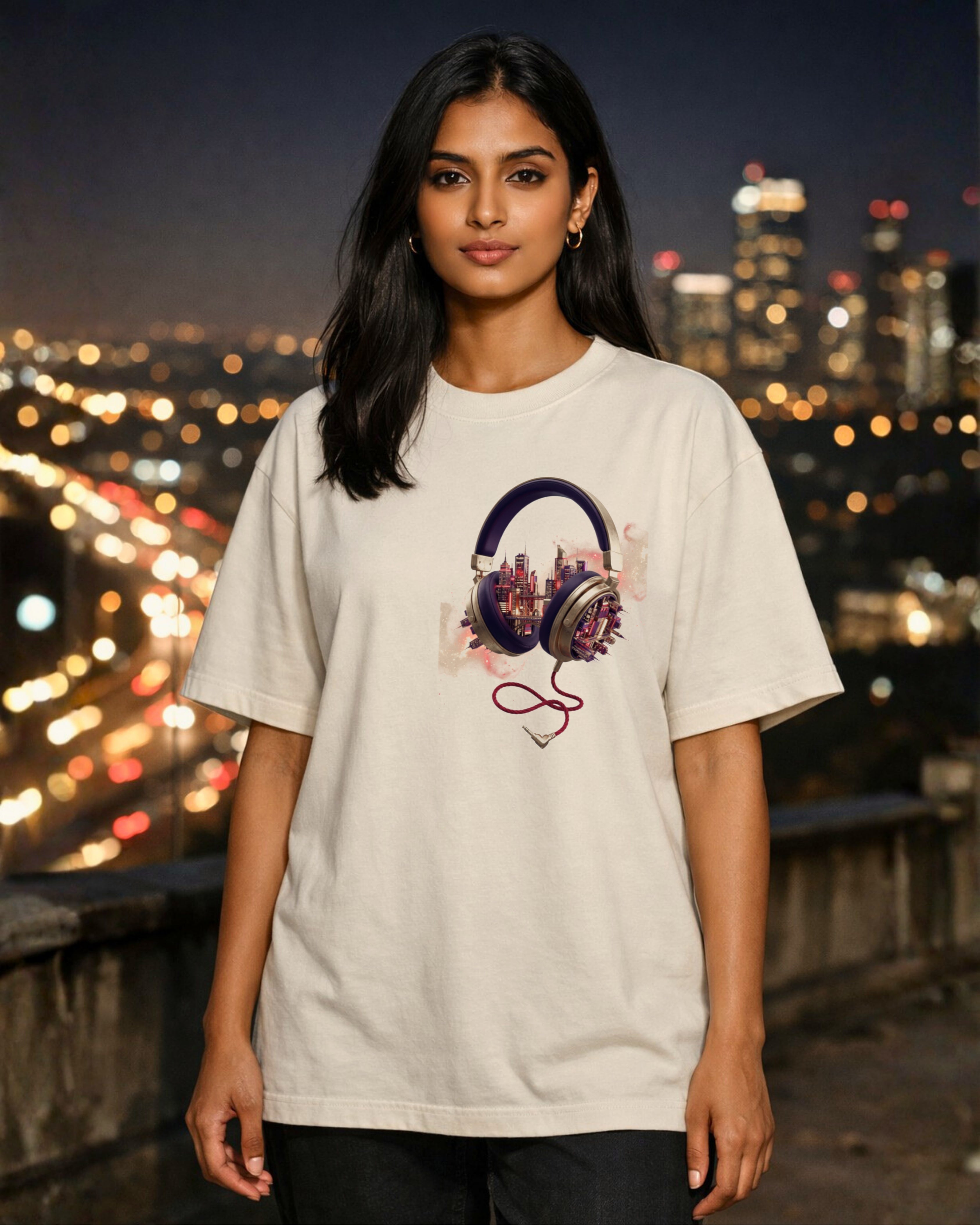 Rhythm City Skyline Oversized T-Shirt | The City Never Sleeps