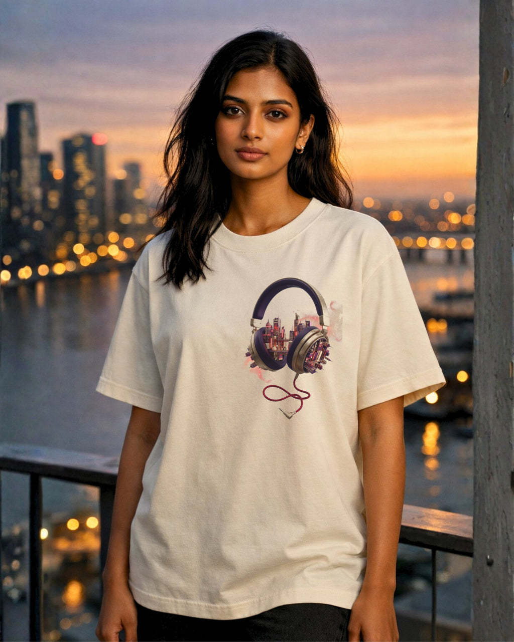 Marine Drive Beats Oversized T-Shirt – Rhythm City Edition | Unisex Streetwear