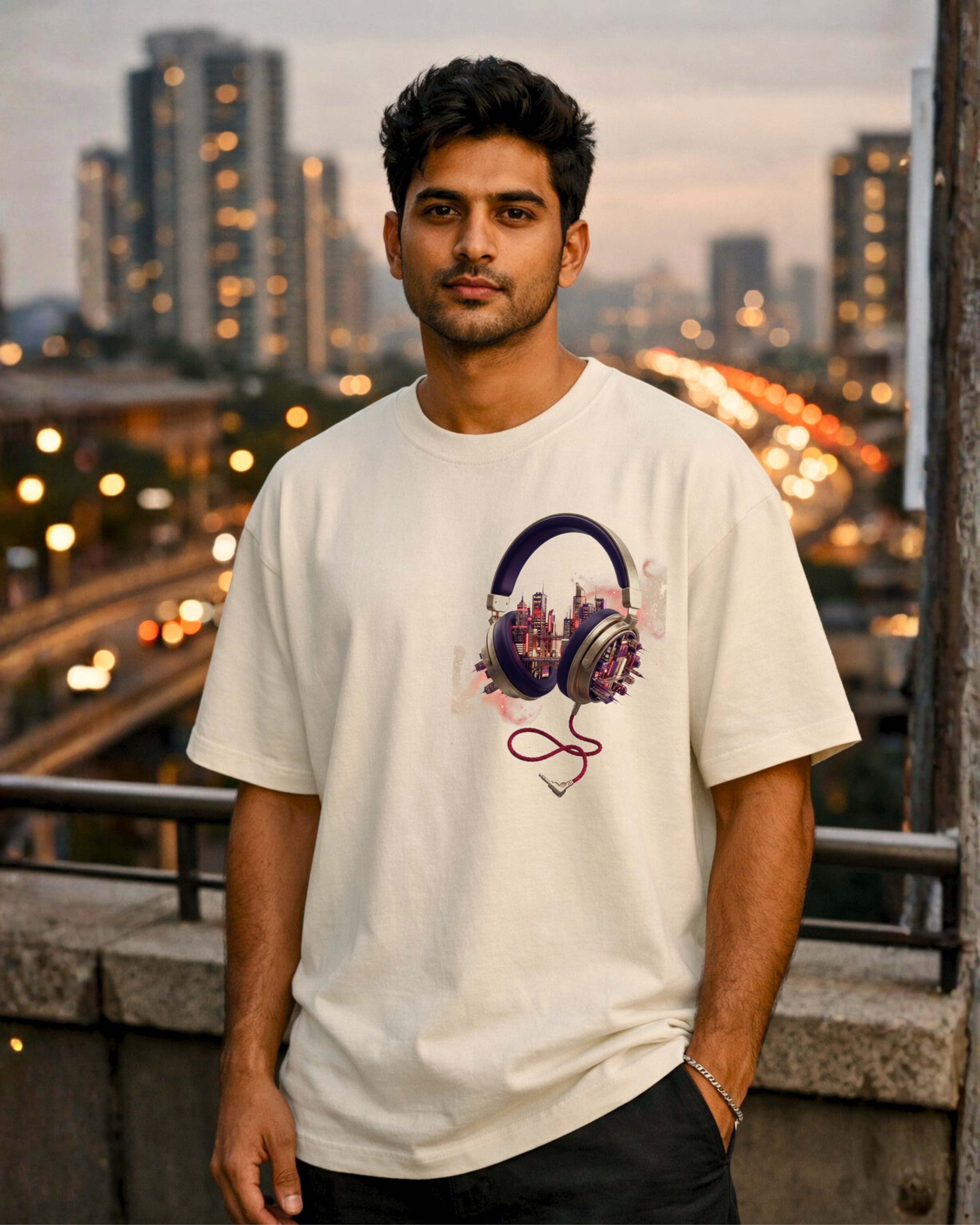 Rhythm City Skyline Oversized T-Shirt | The City Never Sleeps