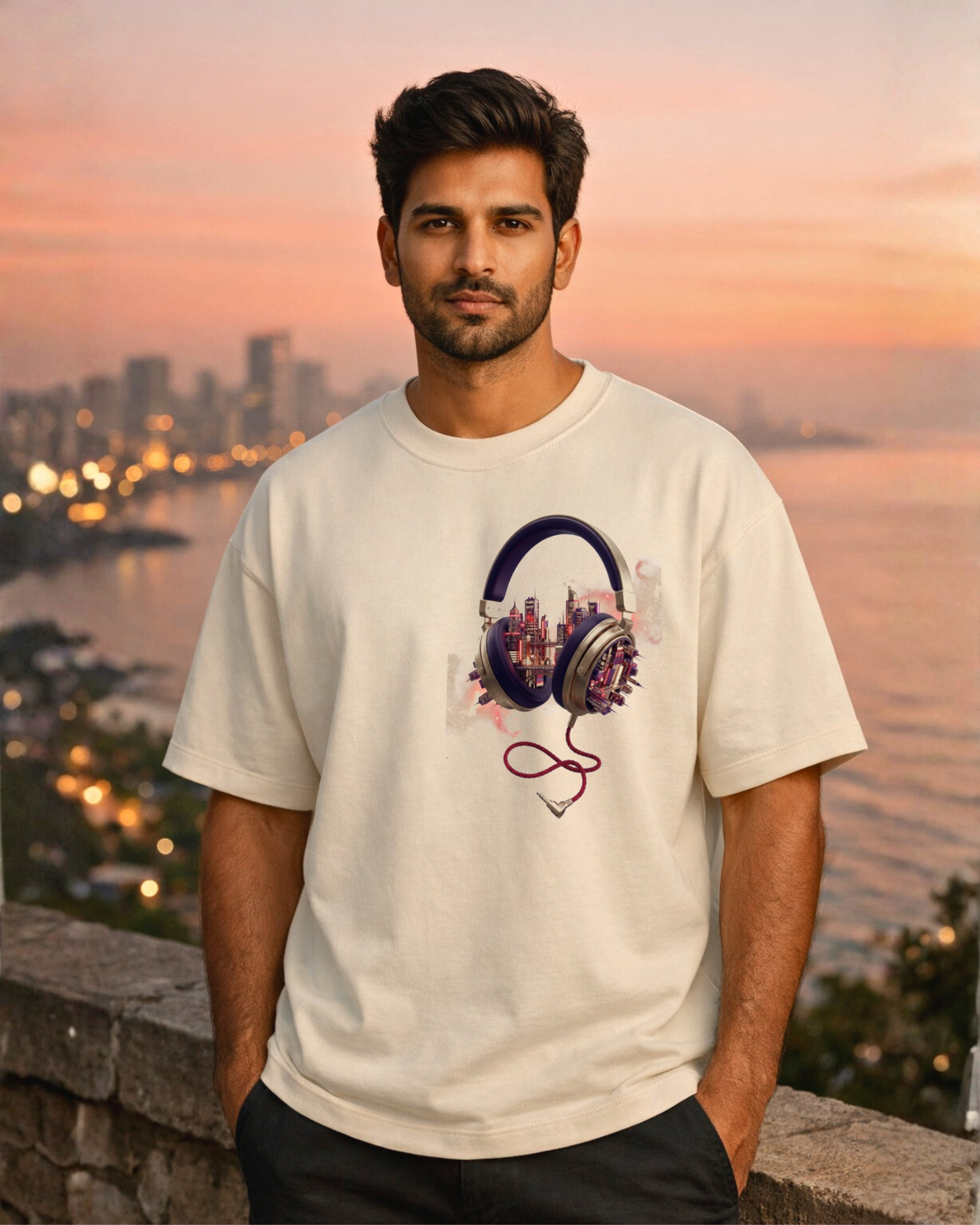 Marine Drive Beats Oversized T-Shirt – Rhythm City Edition | Unisex Streetwear
