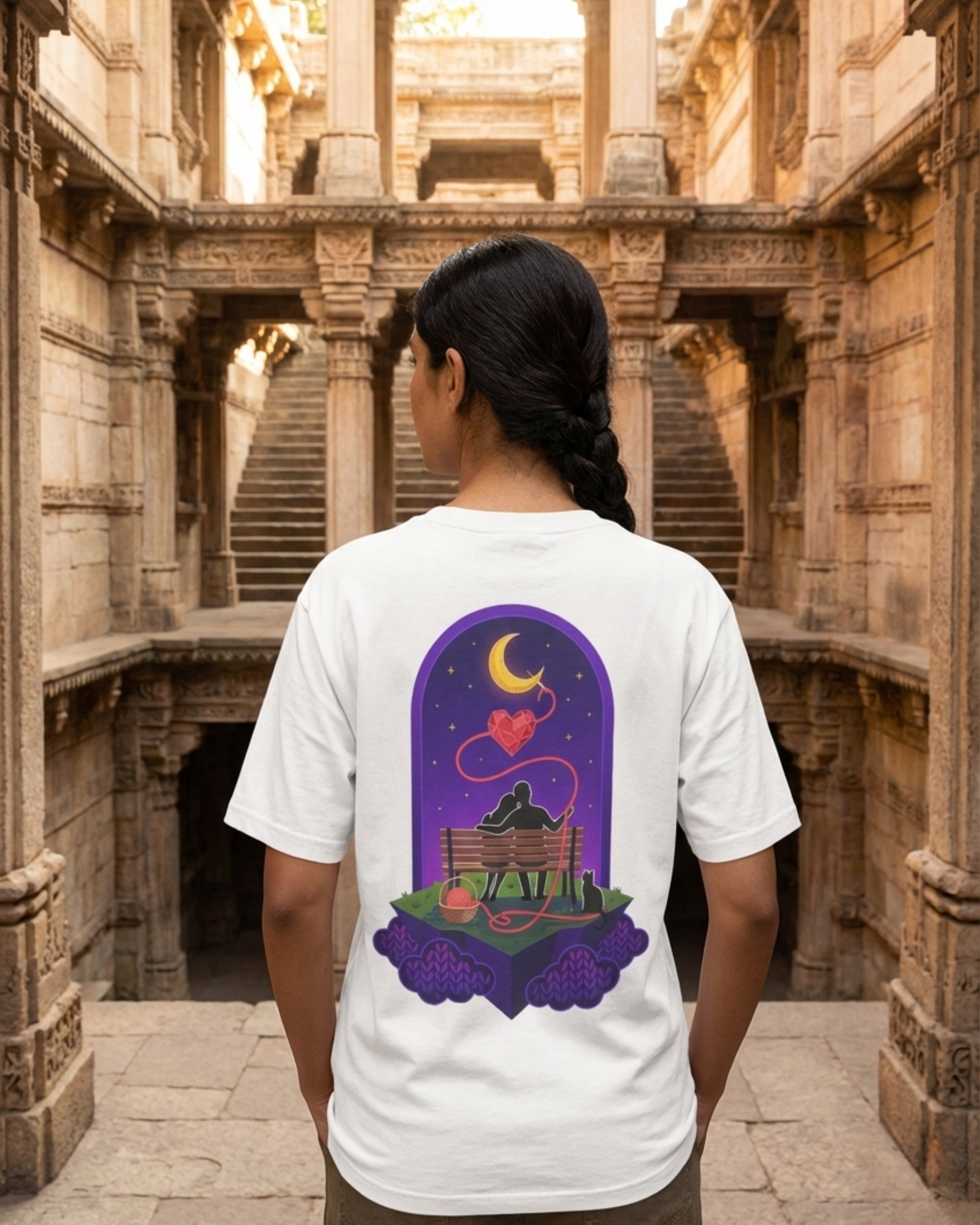 Intertwined Oversized T-Shirt – Yarn Forest Floating Bench Edition