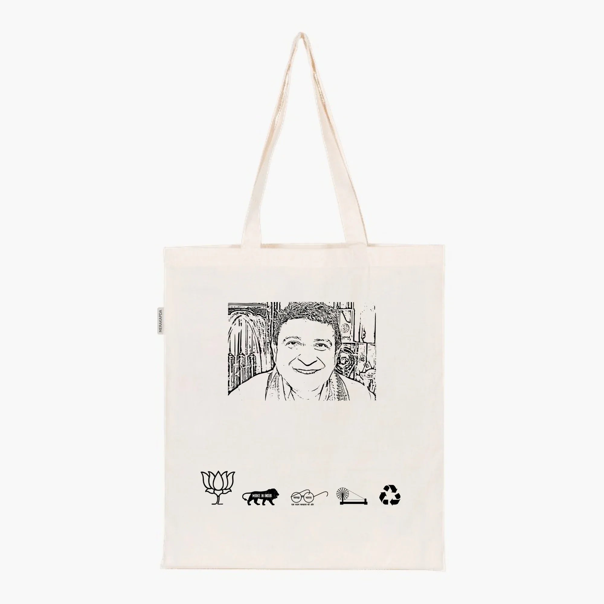 Printed Natural Tote Bag (Dr Rathin Chakraborty) - MeraKapda