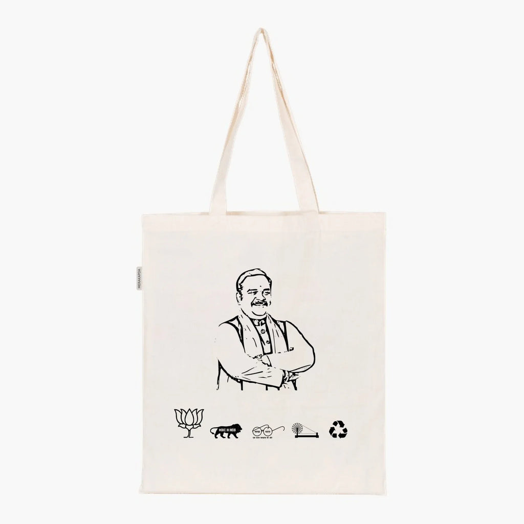 Printed Natural Tote Bag (Shri Subrat Pathak) - MeraKapda