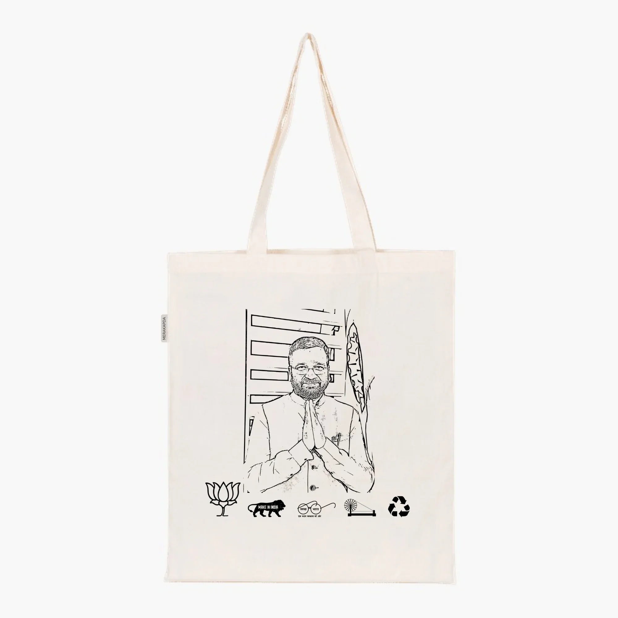 Printed Natural Tote Bag (Mitesh Patel Bakabhai) - MeraKapda