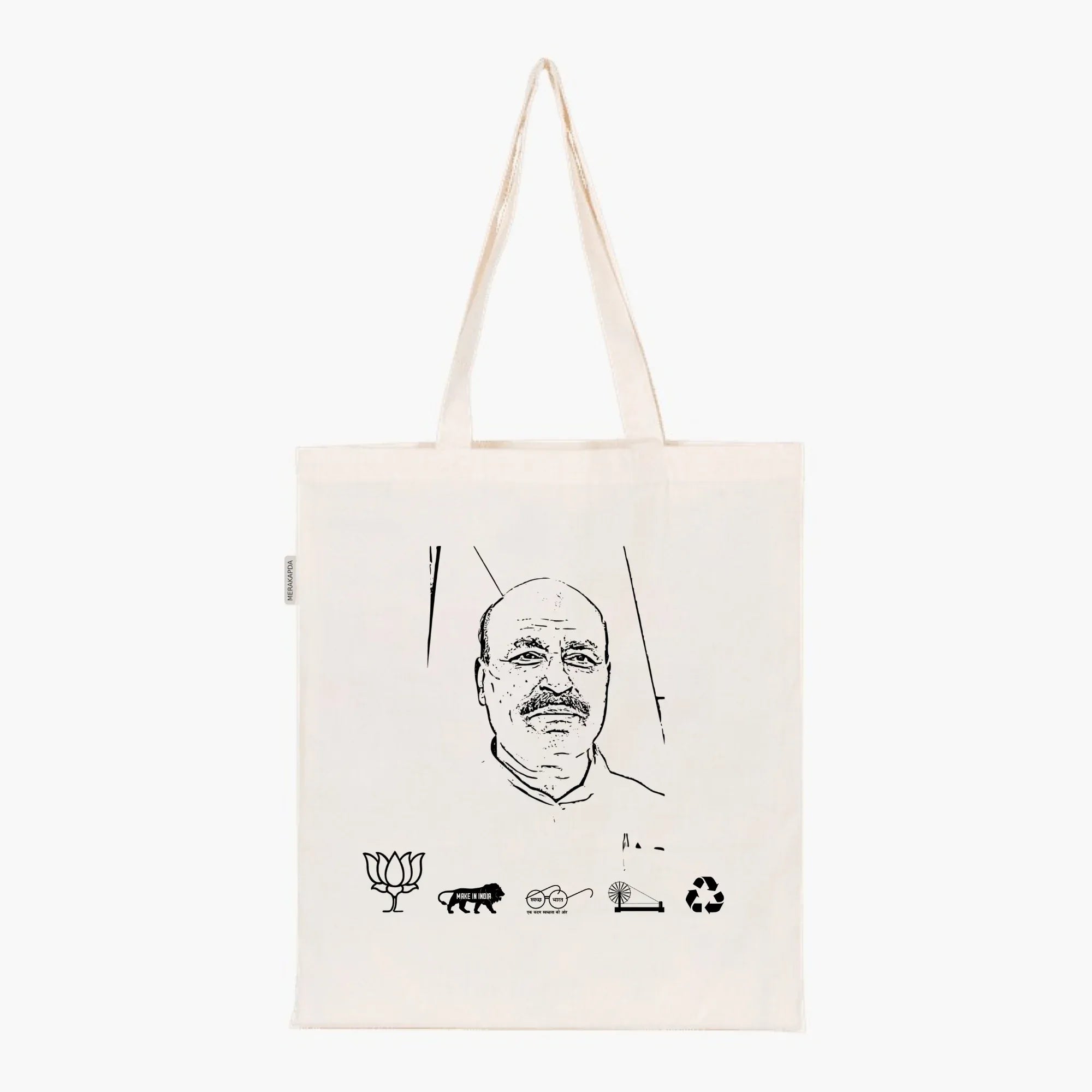Printed Natural Tote Bag (Shri Virendra Khatik) - MeraKapda