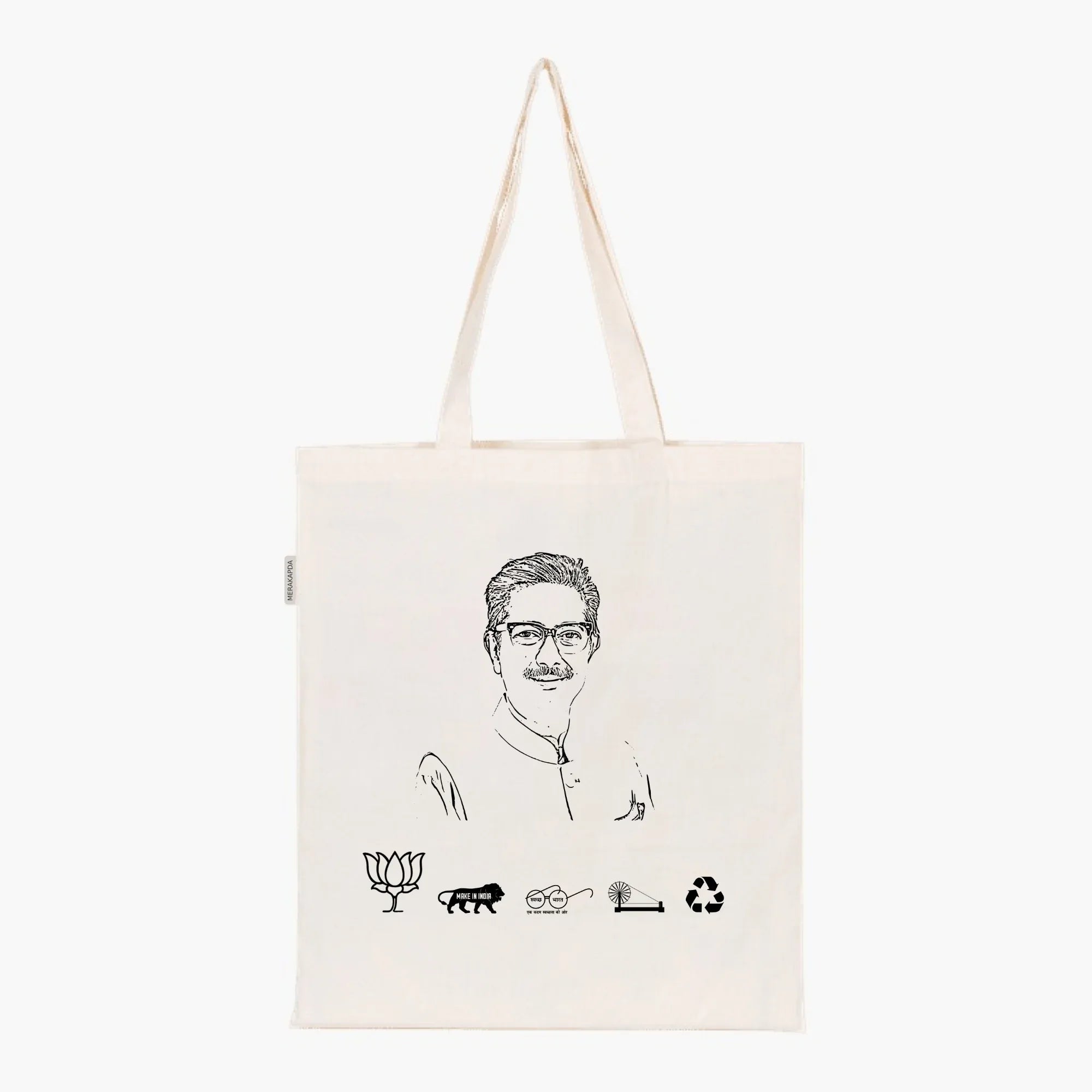 Printed Natural Tote Bag (Shri Anurag Sharma) - MeraKapda