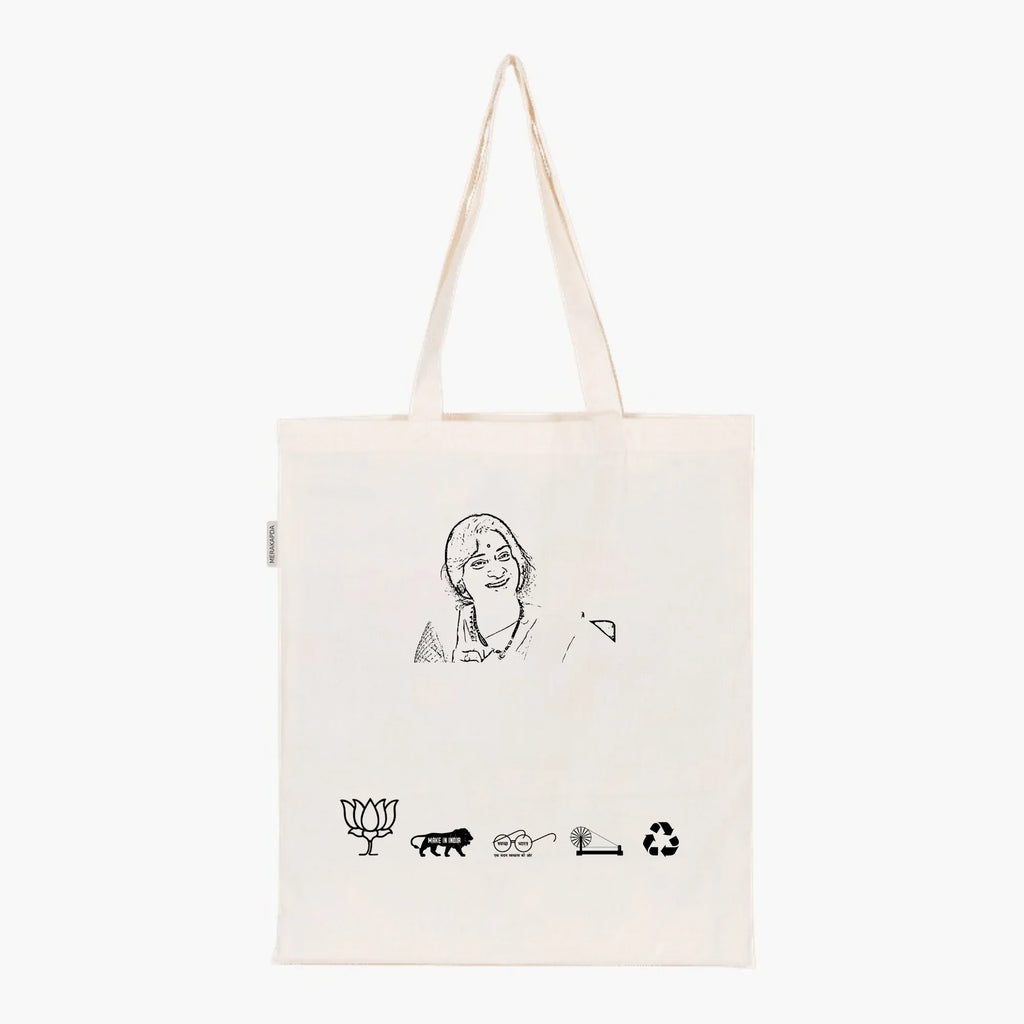Printed Natural Tote Bag (Smt Dr Madhavi Latha) - MeraKapda
