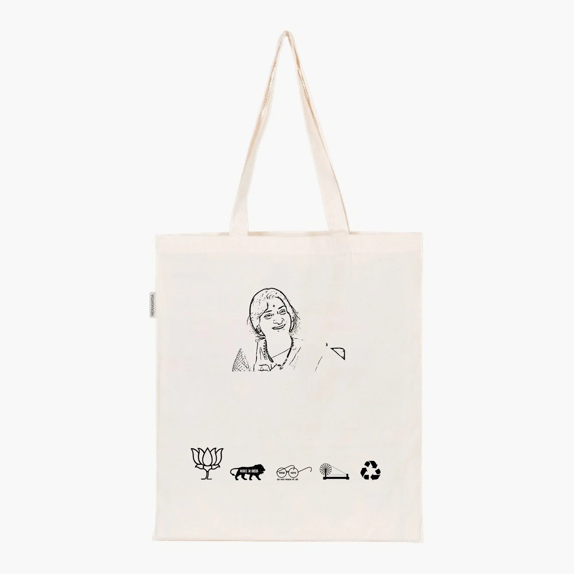 Printed Natural Tote Bag (Smt Dr Madhavi Latha) - MeraKapda