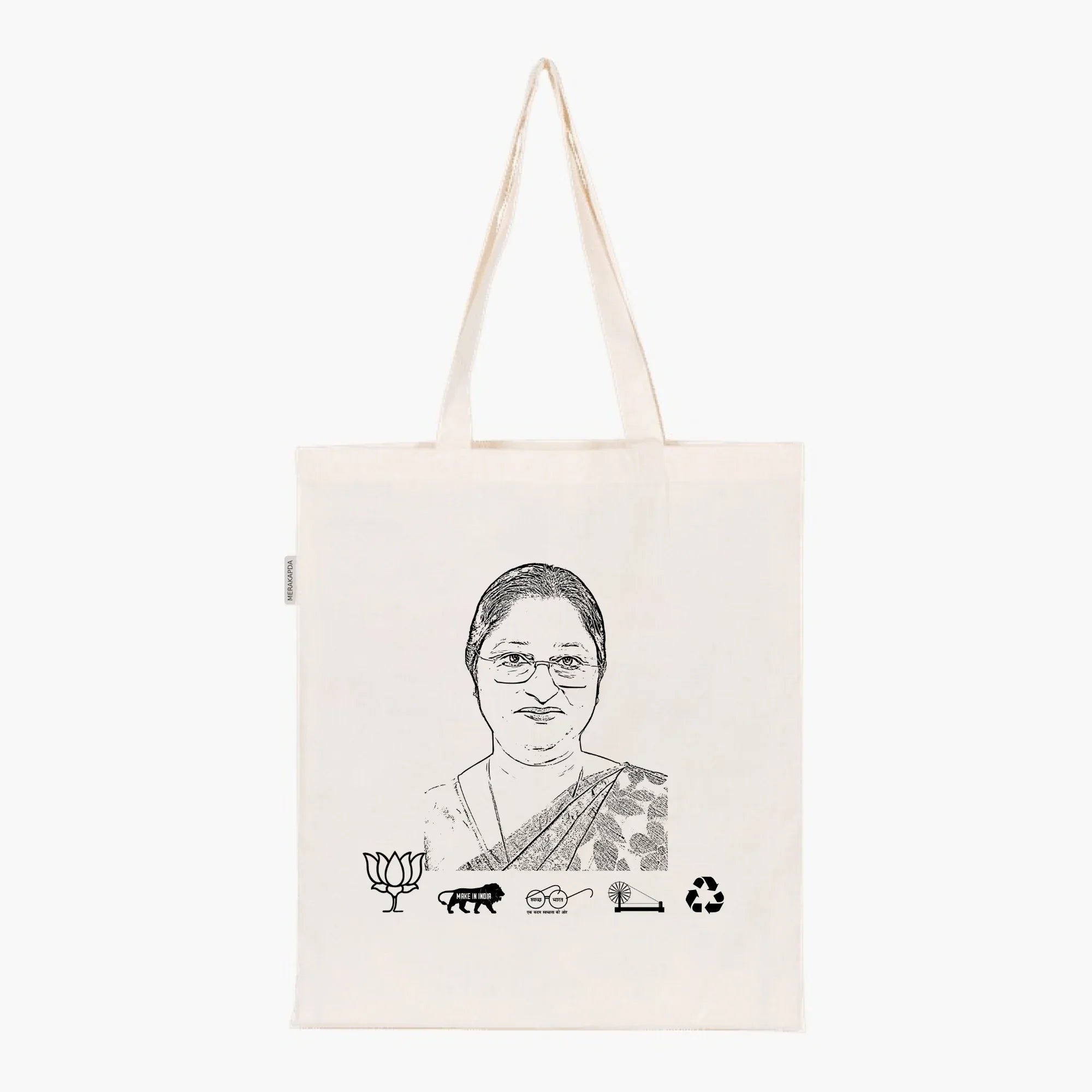 Printed Natural Tote Bag (Smt Annapurna Devi) - MeraKapda