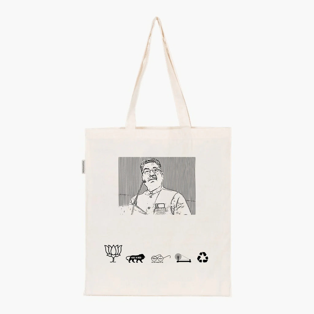 Printed Natural Tote Bag (Shri Ashish Dubey) - MeraKapda