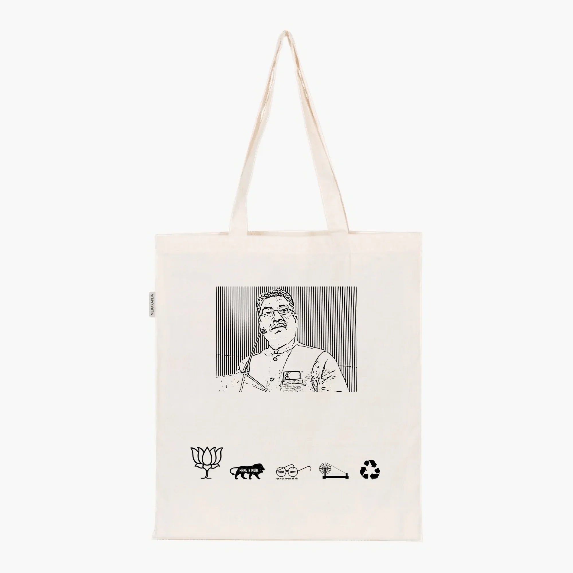 Printed Natural Tote Bag (Shri Ashish Dubey) - MeraKapda