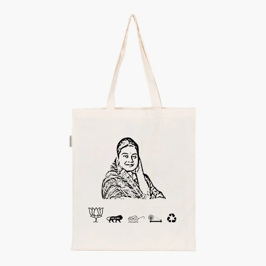 Printed Natural Tote Bag (Smt Himadri Singh) - MeraKapda