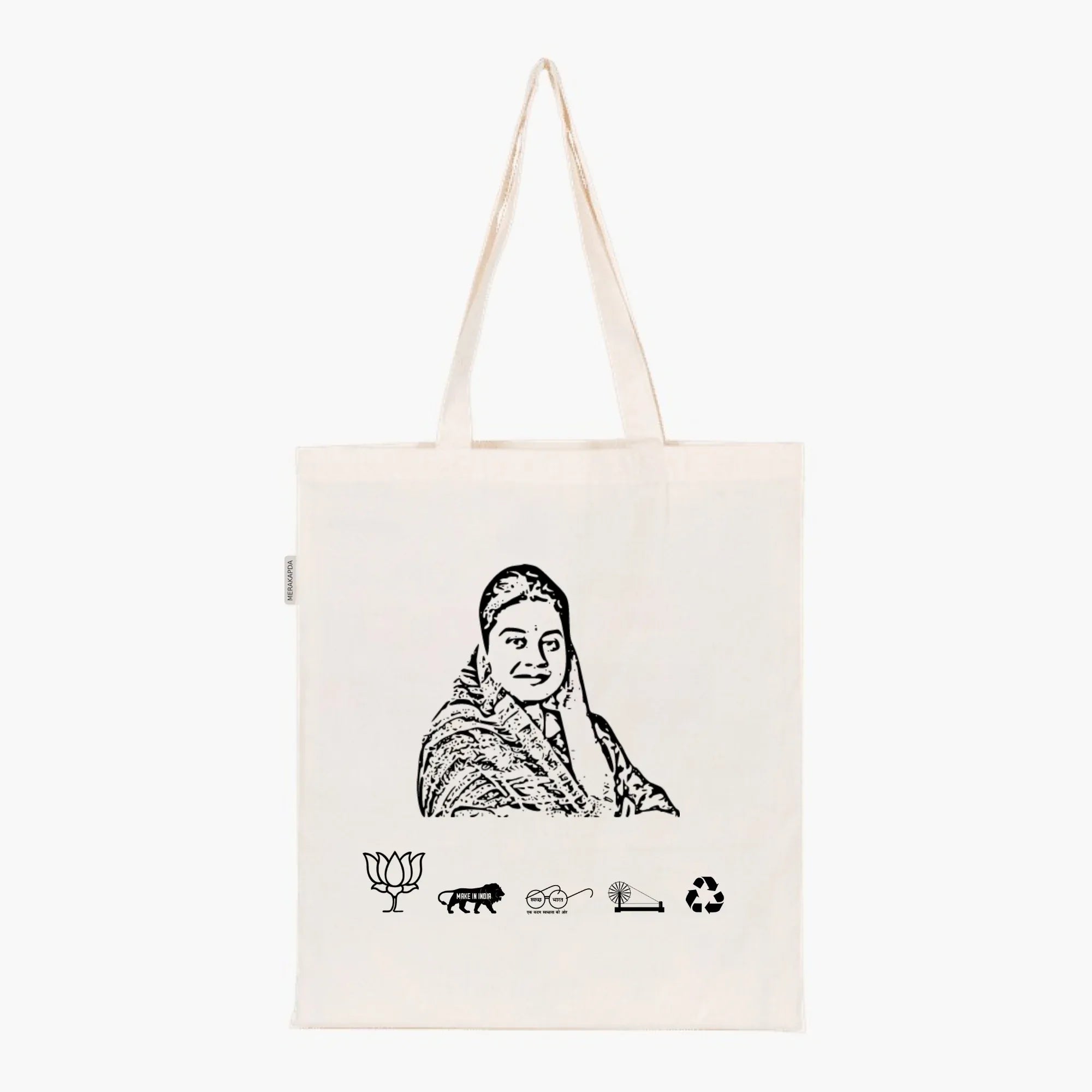 Printed Natural Tote Bag (Smt Himadri Singh) - MeraKapda