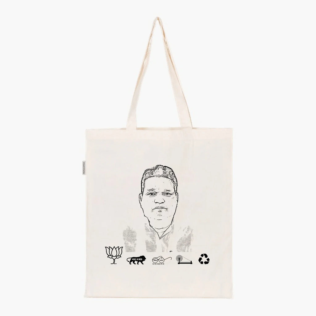 Printed Natural Tote Bag (Shri Ravindra Kushwaha) - MeraKapda