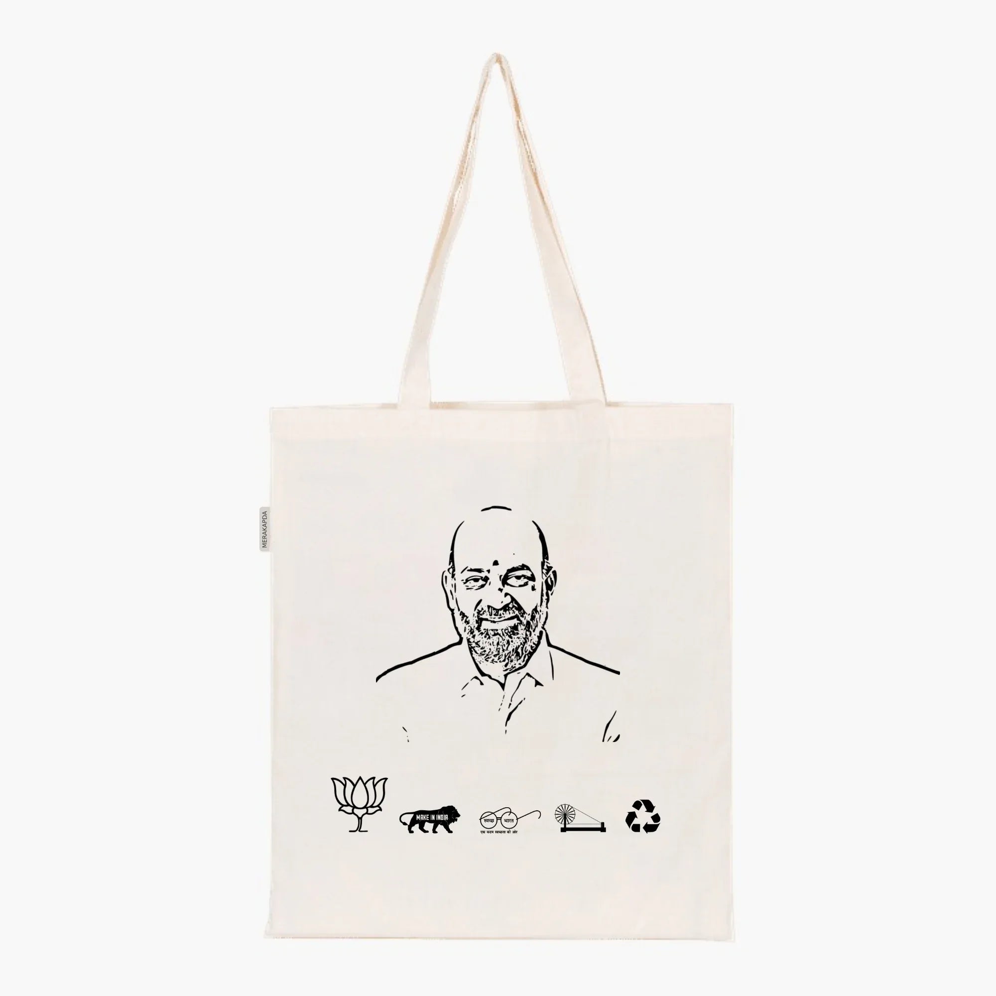 Printed Natural Tote Bag (Shri Bandi Sanjay Kumar) - MeraKapda