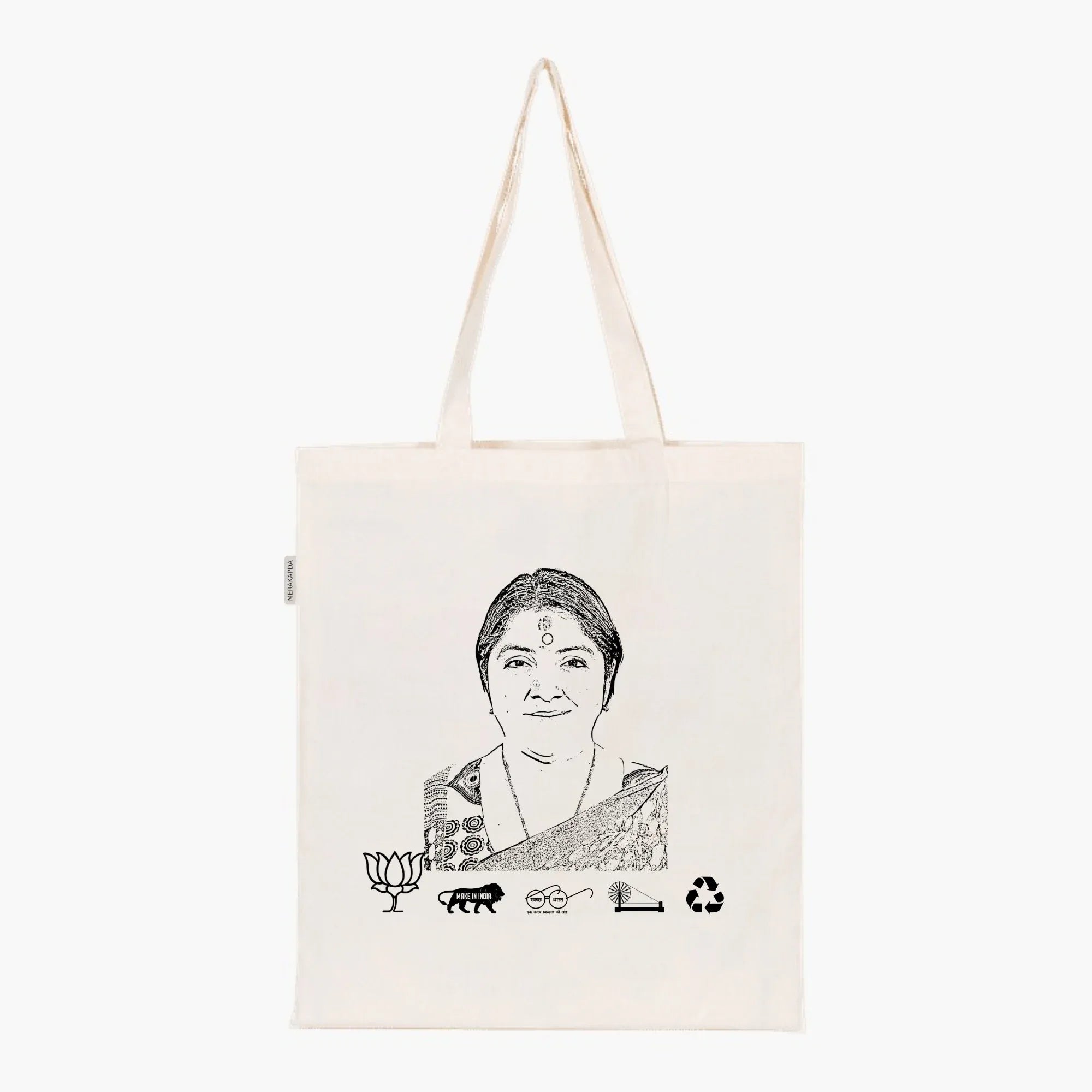Printed Natural Tote Bag (Smt Locket Chatterjee) - MeraKapda