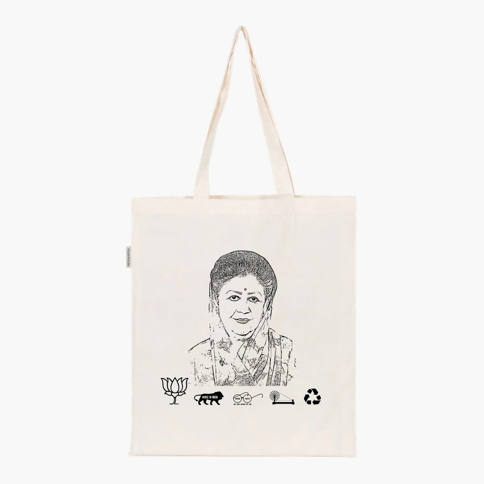 Printed Natural Tote Bag (Smt Mala Rajya Laxmi Shah) - MeraKapda