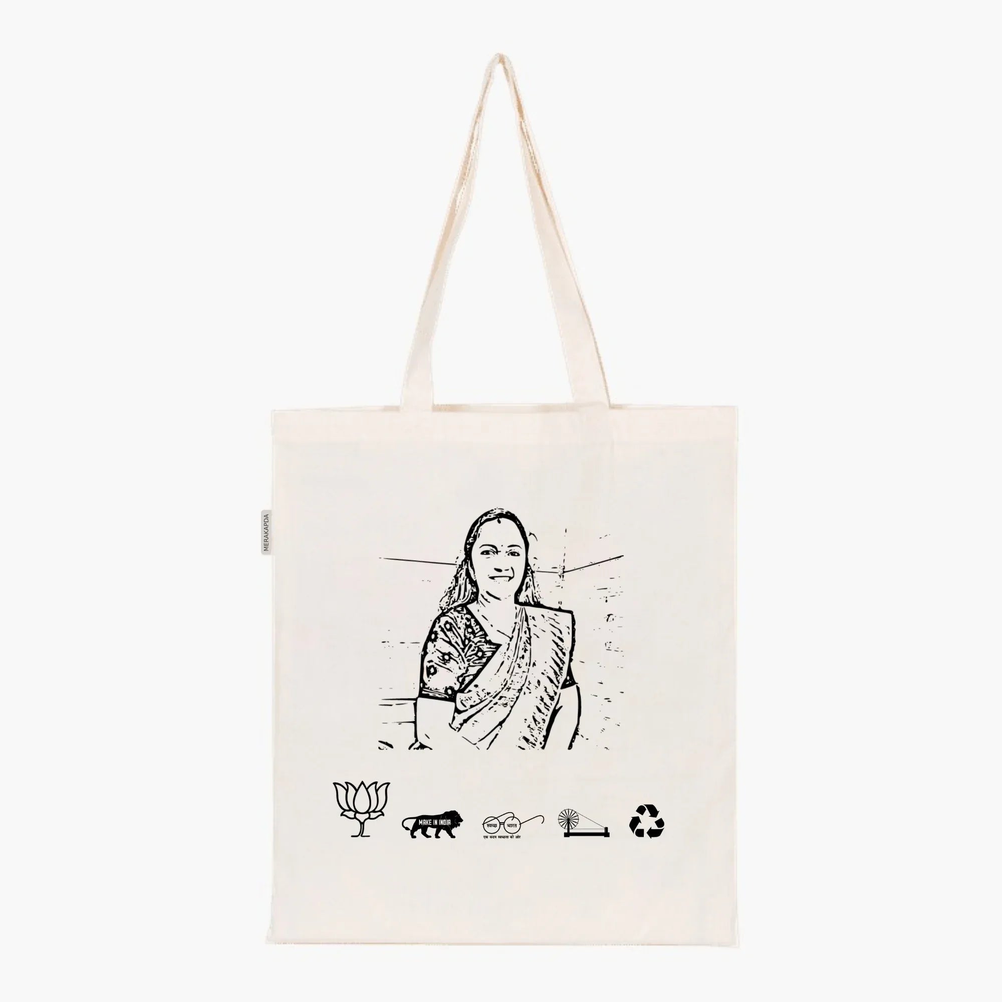 Printed Natural Tote Bag (Smt ML Ashwini) - MeraKapda