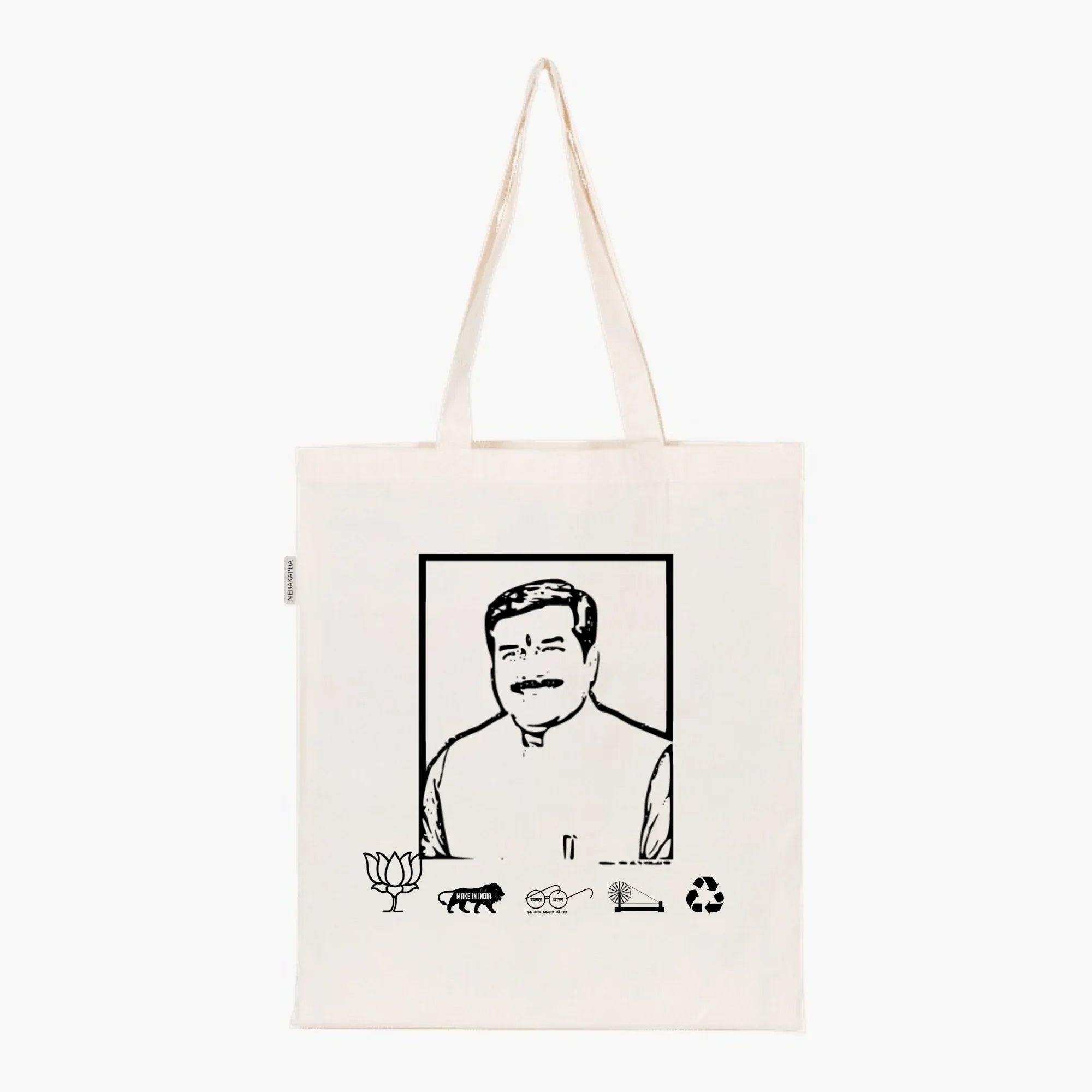 Printed Natural Tote Bag (Shri Bharat Singh Kushwaha) - MeraKapda