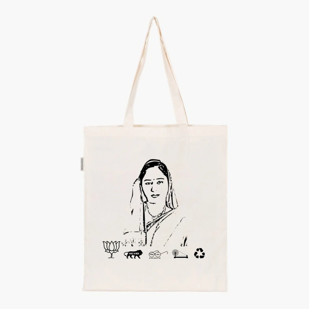 Printed Natural Tote Bag (Smt Neelam Sonkar) - MeraKapda