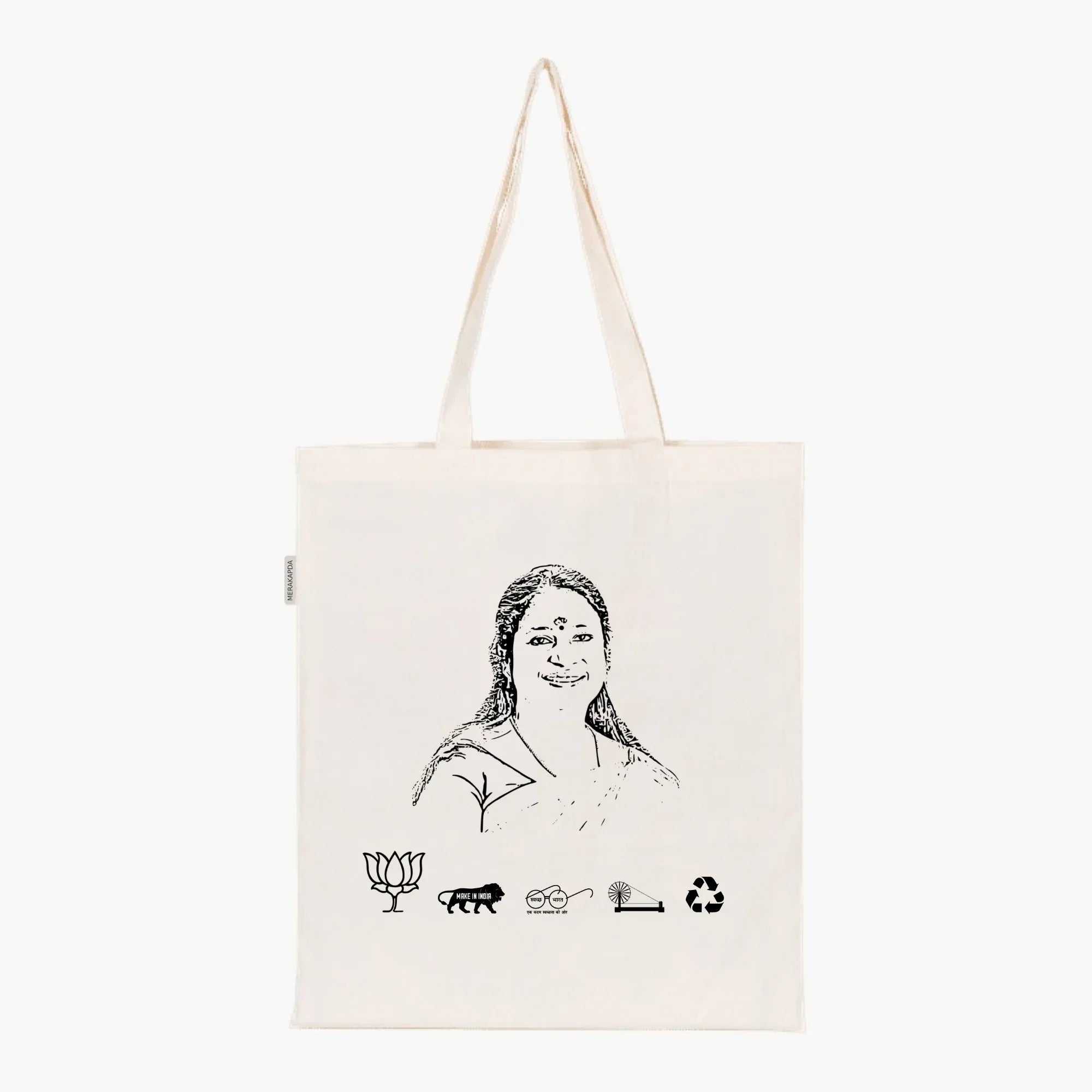 Printed Natural Tote Bag (Smt Niveditha Subramanian) - MeraKapda